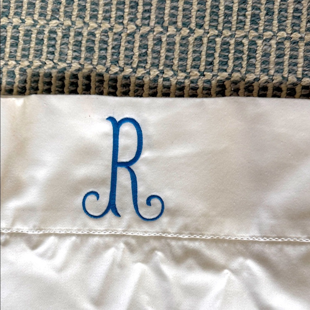 White Pillowcase with Blue Monogram